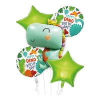 Dinosaurier-Ballon-Bouquet mit Krone - 5 Stück