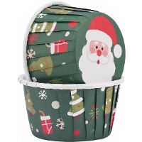 Cupcake-Kapseln mit Weihnachtsbaumdesign, 5 cm - 50 Stück