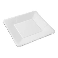 Weiße quadratische Papp-Teller, 18 cm - 25 Stück