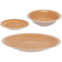 Steingut Geschirr in Beige mit Rand - 18 Teile
