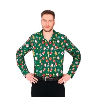 Grünes Weihnachtshemd mit Santa Claus