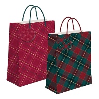 Weihnachtliche Tartan-Geschenktüte - 45 x 33 x 10 cm - 1 Stück