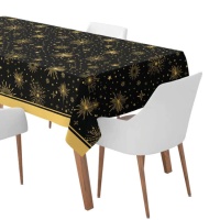 Schwarze Neujahrstischdecke mit goldenen Funkeln, 1,4 x 2,2 m - 1 Stück