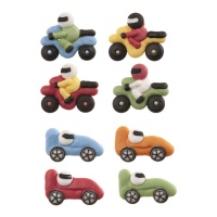 Zuckerfiguren von Autos und Motorrädern - Dekora - 48 Einheiten