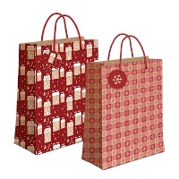 Geschenktüte, 14 x 11,5 x 6,7 cm, Kraftpapier mit Schneeflocken-Design - 1 Stück
