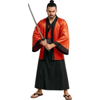 Kostüm eines roten Samurai-Kriegers für Herren