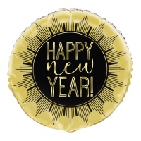 Goldene Happy New Year Runde Ballon 46 cm - Grabo
