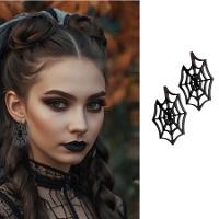 Schwarze Spinnennetz-Ohrringe - 1 Paar