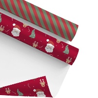 Weihnachtsgeschenkpapier mit Santa Claus oder Streifen, 2 x 0,70 m - 1 Einheit