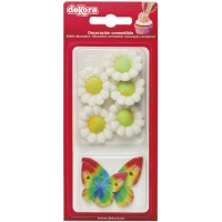 Blumen-Zuckerfiguren und Schmetterlingswaffeln - Dekora - 9 Stück.
