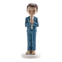 Figur für eine Erstkommunionstorte, Junge mit Rosenkranz, 16 cm