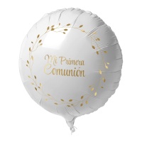 Kommunion-Luftballon mit Goldenen Zweigen, 45 cm
