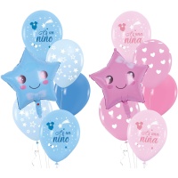 Baby Shower Smiley-Star-Bouquet - 6 Stück