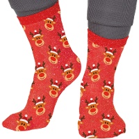 Kinder-Glitzerrentier-Socken - 1 Paar