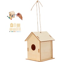 Vogelhaus aus Holz mit Farben