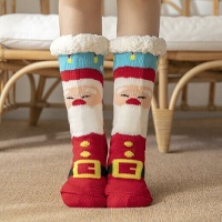 Weihnachtsmann-Socken mit Lammfellimitat - 1 Paar