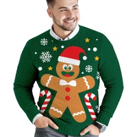 Weihnachtspullover mit Lebkuchenmann-Motiv für Herren