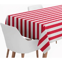 Papiertischdecke mit roten und weißen Streifen, 1,80 x 1,20 m