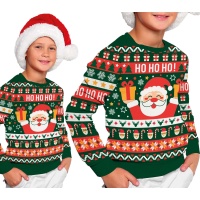 Weihnachtspullover für Kinder mit 'Ho Ho Ho' Santa Claus