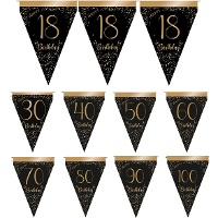 Wimpelkette Elegant Gold mit Zahlen, 3,00 m