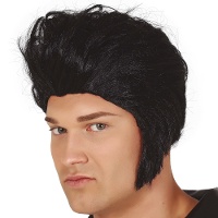 Schwarze Perücke im Rock-'n'-Roll-Stil