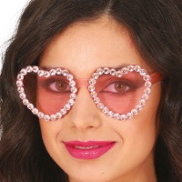 Rosa Herzbrillen mit Glitzersteinen