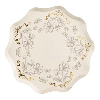 Vintage Blumenmuster Teller, 20 cm - 6 Stück