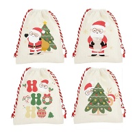 Geschenktüte 15 x 12 x 1 cm mit fröhlichem Weihnachtsmann - 1 Stück