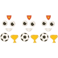 2D-Zuckerdekorationen für Fußball-Cupcakes - 24 Stück
