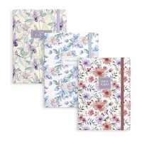 Notizbuch mit Blumenmuster und Gummiband 19 x 13 cm - 1 Stück