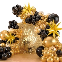 Ballonset in Gold und Schwarz mit Sternen - 100 Stück