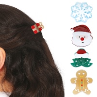 Sortierte Weihnachtshaarspangen 3 cm - 5 Stück