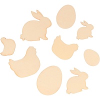 Assortierte Osterfiguren aus Holz - 30 Stück.