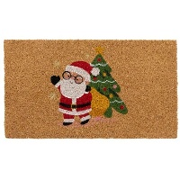 Fußmatte mit Santa Claus, Geschenken und einem Weihnachtsbaum