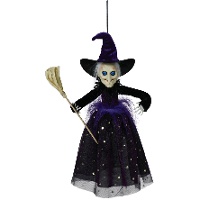 Hängefigur Hexe mit Besen, 47 cm