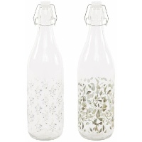 Flasche mit Blattmotiv - 1 Liter - 1 Stück