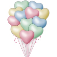 Pastellfarbene Herz-Latexballons - 12 Stück