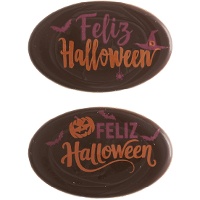 Schild aus dunkler Schokolade mit 'Feliz Halloween'-Aufdruck - 84 Stück