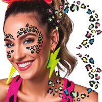 Bunte, selbstklebende Leoparden-Gesichtsjuwelen