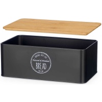 Brotkasten 33 x 18 x 13 cm in Schwarz mit Bambusdeckel