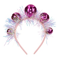 Rosa Disco-Stirnband, 17,5 cm