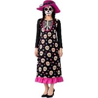 Catrina-Skelettkostüm mit Hut für Damen