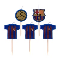 FC Barcelona-Kerzen - Trikot- und Wappenmotive, 5 Stück