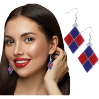 Rauten-Ohrringe im Harley-Quinn-Stil