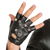Schwarze Punk-Handschuhe, 13,5 cm - 1 Paar