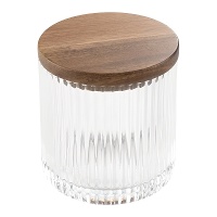 Wattebehälter für Wattestäbchen oder Wattepads mit Holzdeckel