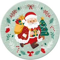 8er-Pack Pappteller mit Weihnachtsmannmotiv aus der Liragram-Kollektion