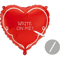 Personalisierbarer roter Folienballon in Herzform mit Marker