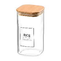 Borosilikatglasbehälter 1,2 L mit Bambusdeckel Rice