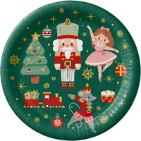 Weihnachtliche Pappteller mit Nussknacker-Motiv, 23 cm - 8 Stück